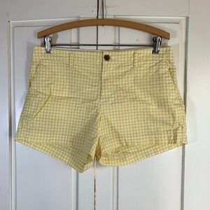 Old Navy Yellow‎ Gingham Seersucker Everyday Shorts Size 8 Women's Preppy Summer